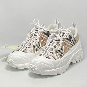 Burberry Arthur Vintage Check Cotton & Leather Sneakers size 41